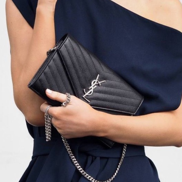 Saint Laurent Small YSL Flap Cassandre Matelassé Chain Wallet ⭐️AUTHENTIC - Picture 3 of 10